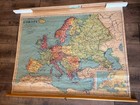 1954 Philips Classroom Pull Down Map Of Europe - The London Geographical Inst