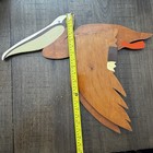 Rare Vtg Large Wood Pelican Hanging Flying Weighted Wings Hand Painted 22 5   x18   
