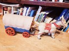 Nice Vintage  Wind Up Celluloid   Tin Prairie Schooner Made In Occupied Japan
