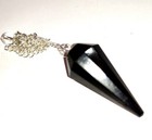 Natural Stone Black Tourmaline Protection 12 Faceted Pendulum Dowsing Aura Reiki