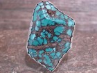 Large Navajo Indian Sterling Silver   Turquoise Ring Signed Troncosa - Size 8