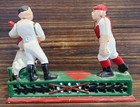 Vintage Cast Iron Hometown Battery Baseball Mechanical Coin Bank Collectible 