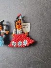 4 nos Rare Vintage Beaded Native American Indian Seed Beaded Doll Figure Pins