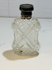 Antique Victorian Cut Glass Perfume Bottle Sterling Silver Top 4 5 8    Tall