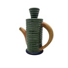 Jamie Walker Studio Pottery Teapot Green Coil Ribbed Sculptural Signed 12  1986