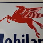 Vintage Mobil Sign - Porcelain Tractor Oil Gasoline Pegasus Gas Pump Sign