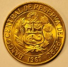  mw32452 Peru Brass Sol 1967   Llama   Km 248    Unc