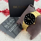 New Bulova Modern Futuro 97d116 Black Dial Gold Bracelet Steel Men s Watch 42mm