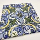 Vintage Mexican Traditional Talavera Tiles Set Of 4 Ciasa Hand Painted Mosaic 