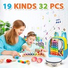 Musical Instruments Set  32 Pcs 19 Kinds Wooden Percussion Instruments Toys F   