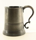   Antique 19th C   Pewter Ale   Beer Stein Tankard W Glass Bottom  Mmb Initials