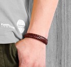 Men Women Vintage Brown Braided Genuine Leather Bracelet Wristband Bangle 7 5-9 