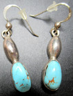 Sterling Silver Genuine Turquoise Dangling Pierced Earrings