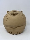 Handmade 70s Stoneware Fat Cat Piggy Bank  cork Studio Pottery Table Decor 