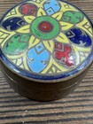 Vintage Brass Painted Enameled Pill Box Trinket Box Thailand