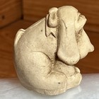 Vintage Mexico Hand Carved Soapstone Hound Dog Puppy With Bow 1986