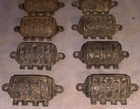 Great Set  8  Antique Cast Iron  Bin Cabinet  Pulls  Plus 1 Larger Matching Pull