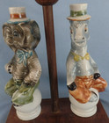 Vintage Republican Elephant   Democrat Donkey Ceramic Liquor Decanters 7  Tall