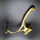 Vintage Solid Brass Double Hook Coat Hat Robe Hanger Large Hl4435 No Plate