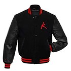 Kavinsky All Black Letterman Varisty Jacket With Wool   Leather Sleeves
