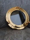 Brass Finish Porthole Glass Polished Finish 12 inch Nautical Wall Mirror Porthol