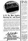 Near Mint  Working 1922 Ware Ad-2 Radio Receiver W good Brass Base Tipped Tubes