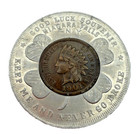 1901 Indian Head Cent Encased Niagara Falls Ny Good Luck Souvenir Penny
