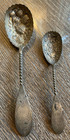Set Of 2 Antique Bailey   Co Sterling Silver Serving Spoons Twisted Handle