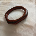 Vintage Red Bakelite Wood Bangle Bracelet Art Deco