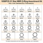 1050pcs O-ring Assortment Kit   21 Metric Sizes For Car Repair  Faucet  Air  Gas