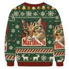 Green Funny  Marlboro Smoking Cat Memeugly Christmas Sweater  Christmas Sweater