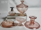 Vintage Pink Depression Glass Vanity Set