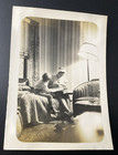 1940s Little Boy Woman Sitting On Bed W  Book Photo Album Scrapbook Photo P18z21