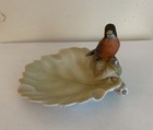 Lefton China Robin On A Leaf Hand Painted Porcelain Trinket Dish Kw1240