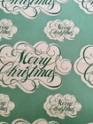 Vtg Merry Christmas Wrapping Paper Gift Wrap 1960 Aquamarine Color Nos 