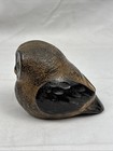 Vintage Studio Pottery Owl Figurine Brown Speckled Glaze Ceramic Bird Sculpture