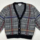Alfred Dunner Mens Size L Grandpa Cardigan Sweater Houndstooth Plaid Button Up