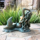 Bronze Patina Mermaid Statue Princess Sculpture Coastal Beach Pool Outdoor Decor