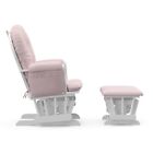 Nursery Glider Ottoman Set White Wooden Frame Pink Cushions Baby Rocker Chair