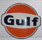 Gulf  Gasoline  Porcelain Enamel Heavy Metal Varaition Sign Double Side