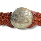 Braided Leather Belt Leather Belt Buckle Hammered Adjustable Chicos Brown Large
