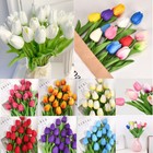 10x Artificial Tulip Fake Flower Silk Bouquet Real Touch Room Home Wedding Decor