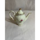 Vintage Miniature Porcelain Tea Set 10 Piece Pink Rose Gold Trim With Tray Box