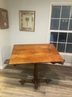 Antique Victorian-era Walnut Pedestal Drafting Or Librarytable