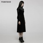 Punk Rave Women s Black Velvet Dress Vintage Lord Lace Stand Collar Long Dress