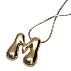 Serefina Gold Tone Bubble Letter M Initial Pendant Snake Chain Necklace