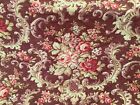 Antique French Floral Cotton Fabric Roses Bouquet  Ribbon Bows Shabby Chic
