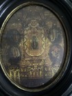 Antique Catholic Oval Convex Frame  Our Lady Of Guadalupe Baroque Shrine Art 