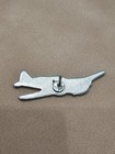 Vintage Airplane Air Force Pin Silver Tone Sky Travel Air Logo Jet Fighter Teeth