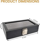 Medium Glass Top Black Leatherette Metal Clasp Jewelry Display Case 8 1x4 75x2